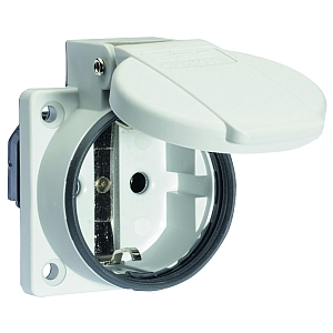 картинка Панельная розетка с заземл. контактом, прямая, для передвижных распред. устройств - Фланец 50x50, крепление 38x38