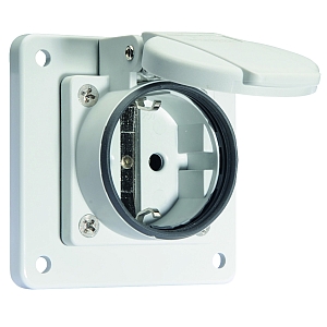 картинка Панельная розетка с заземл. контактом, прямая, для передвижных распред. устройств - Фланец 75x75, крепление 60x60