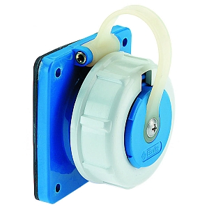 картинка Панельная розетка с заземл. контактом, прямая - Фланец 75x75, крепление 60x60