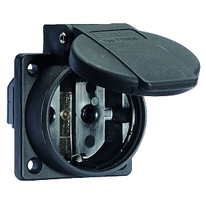 картинка Панельная розетка с заземл. контактом, прямая, для передвижных распред. устройств - Фланец 50x50, крепление 38x38