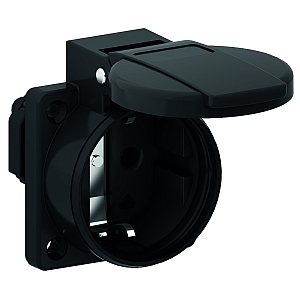 картинка Панельная розетка с заземл. контактом, прямая, для передвижных распред. устройств - Фланец 50x50, крепление 38x38