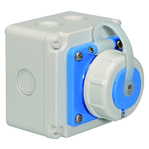 картинка Настенная розетка с заземл. контактом - прямой, размер корпуса 102x102