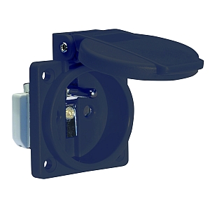 картинка Панельная розетка с заземл. контактом, прямая - бельг./франц. система, фланец 50x50